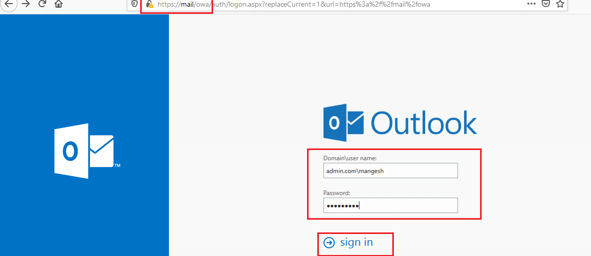 How to Access OWA WebMail and set up Exchange Server 2016